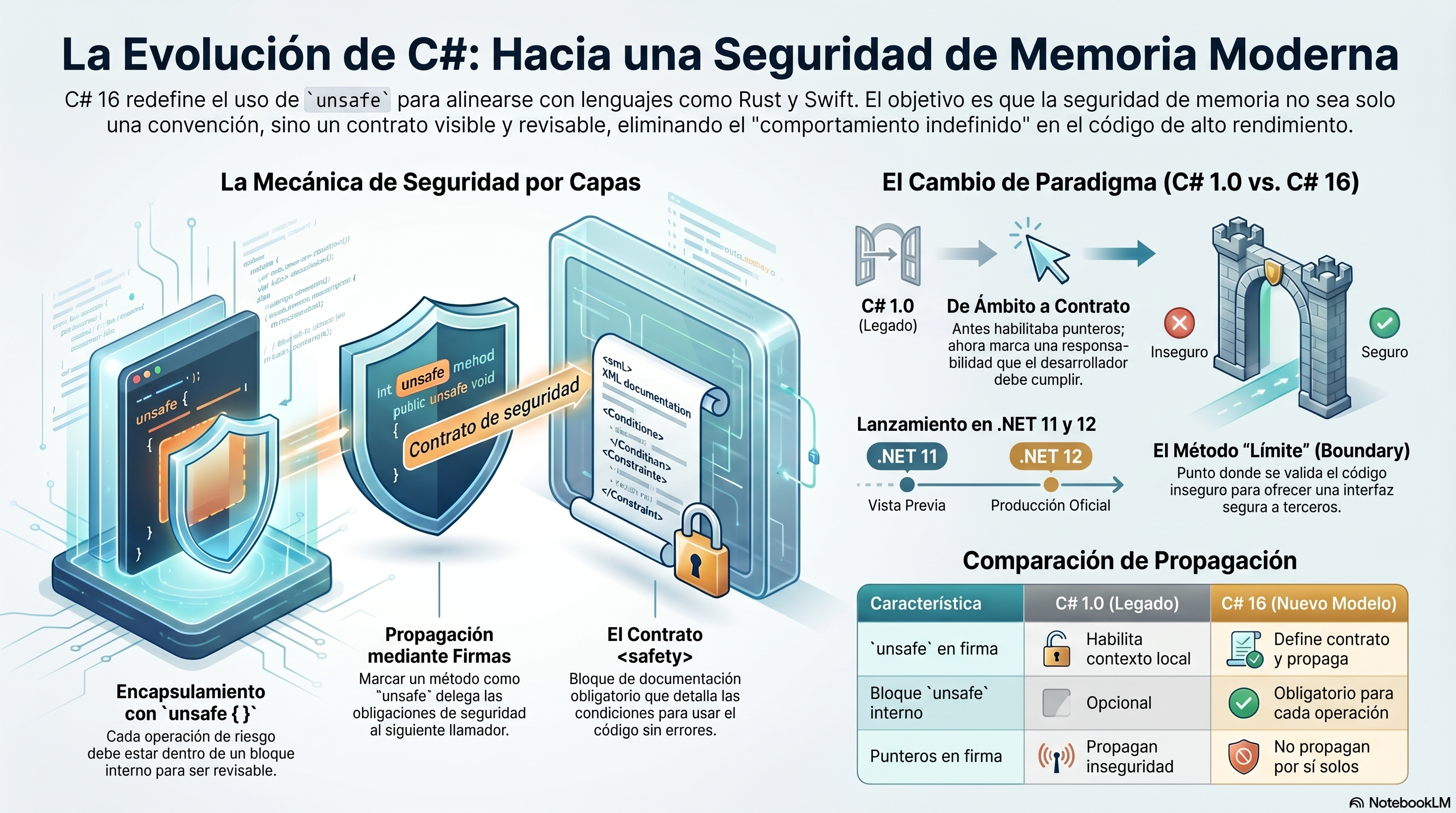 Infografía: Evolución en seguridad de memoria en C#